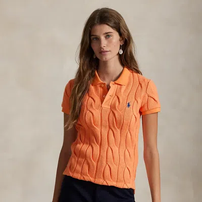 Ralph Lauren Cable-knit Cotton Polo Shirt In Orange