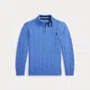 Polo Ralph Lauren Kids' Cable-knit Cotton Quarter-zip Jumper In Summer Blue