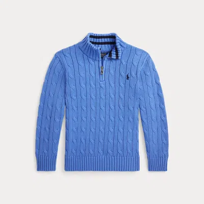 Polo Ralph Lauren Cable-knit Cotton Quarter-zip Jumper In Summer Blue