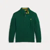 Polo Ralph Lauren Kids' Cable-knit Cotton Quarter-zip Jumper In Green
