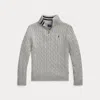 Polo Ralph Lauren Kids' Cable-knit Cotton Quarter-zip Jumper In Andover Heather
