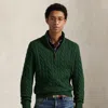 Ralph Lauren Cable-knit Cotton Quarter-zip Sweater In Green