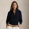 Polo Ralph Lauren Cable-knit Cotton Quarter-zip Sweater In Hunter Navy