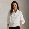 Polo Ralph Lauren Cable-knit Cotton Quarter-zip Sweater In White