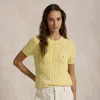 Polo Ralph Lauren Cable-knit Cotton Short-sleeve Sweater In Fall Yellow