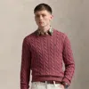 Ralph Lauren Cable-knit Cotton Sweater In Prune Juice