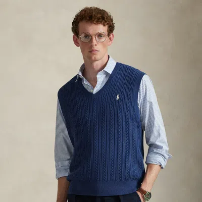 Ralph Lauren Cable-knit Cotton Sweater Vest In Blue