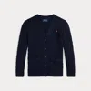 Polo Ralph Lauren Kids' Cable-knit Cotton V-neck Cardigan In Blue