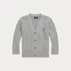 Polo Ralph Lauren Kids' Cable-knit Cotton V-neck Cardigan In Andover Heather