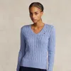 Polo Ralph Lauren Cable Knit Cotton Cardigan In New Litchfield Blue