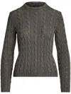 Polo Ralph Lauren Cashmere High-shine Cable-knit Sweater In Grey