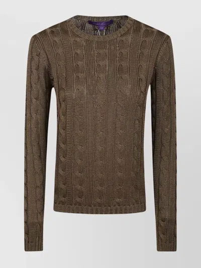 Ralph Lauren Cable Knit Crew Neck Pullover In Green