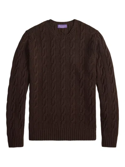 Ralph Lauren Cable-knit Crew-neck Sweater In Brown