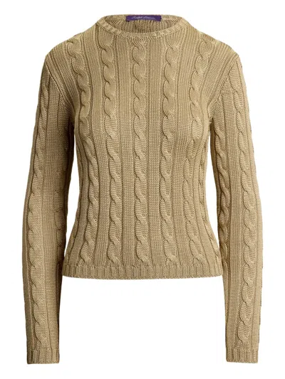 Ralph Lauren Cable-knit Crew-neck Sweater In Brown