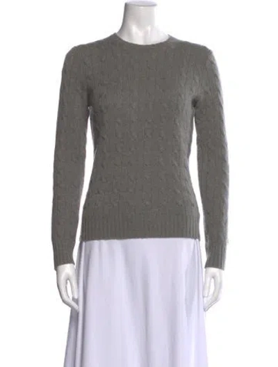 Pre-owned Ralph Lauren Cable Knit Crew Neck Sweater In Gray