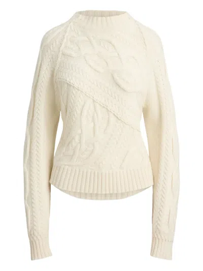 Ralph Lauren Cable-knit Crew-neck Sweater In White