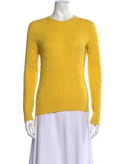 Pre-owned Ralph Lauren Cable Knit Crew Neck Sweater In Yellow