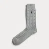 Ralph Lauren Cable-knit Crew Socks In Gray