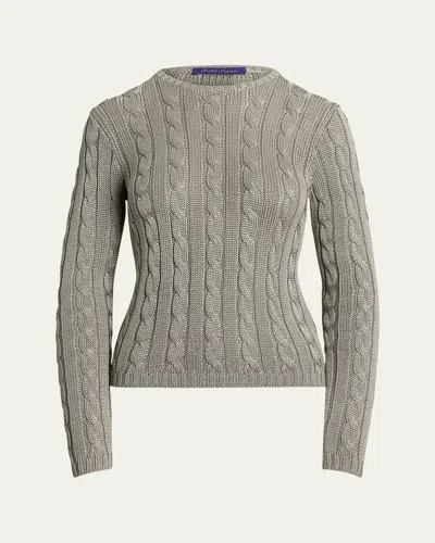 Ralph Lauren Cable Knit Crewneck Sweater In Gray