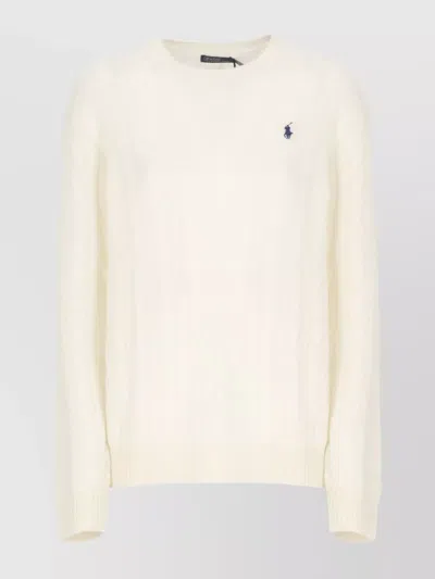 Ralph Lauren Cable Knit Crewneck Sweater In Neutral