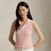 RALPH LAUREN CABLE-KNIT CROPPED POLO SHIRT