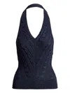Ralph Lauren Cable-knit Halterneck Top In Blue