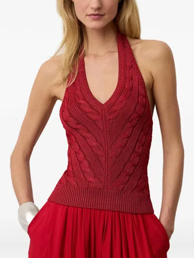 Ralph Lauren Cable-knit Halterneck Top In Red