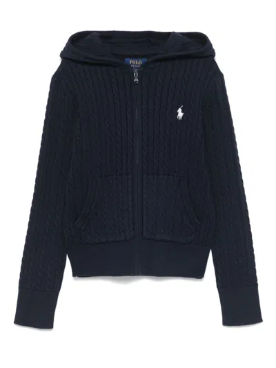 Polo Ralph Lauren Kids' Cable-knit Hoodie In Blue