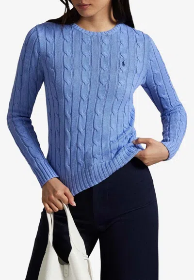 Ralph Lauren Cable Knit Logo Sweater In Black