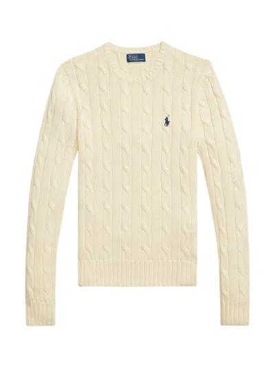 Ralph Lauren Cable Knit Logo Sweater For Women - Ss26 Collection In Brown