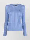 Ralph Lauren Cotton Cable-knit Crew Neck Sweater New Blue Litchfield In Blue