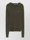 Ralph Lauren Cable Knit Logo T-shirt With Crew Neck In Green