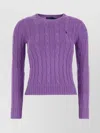 Ralph Lauren Cable Knit Logo T-shirt With Long Sleeves In Purple