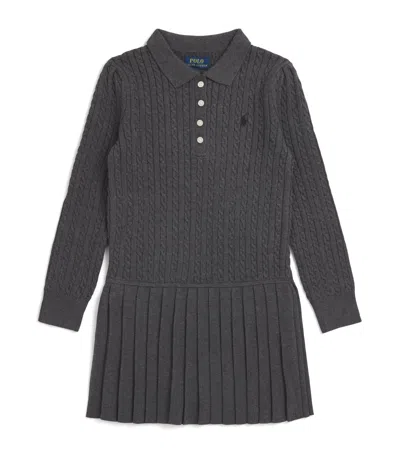 Ralph Lauren Kids' Cable Knit Polo Dress In Gray