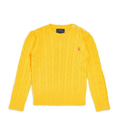 Ralph Lauren Kids' Cable-knit Polo Pony Sweater (6-14 Years) In Yellow