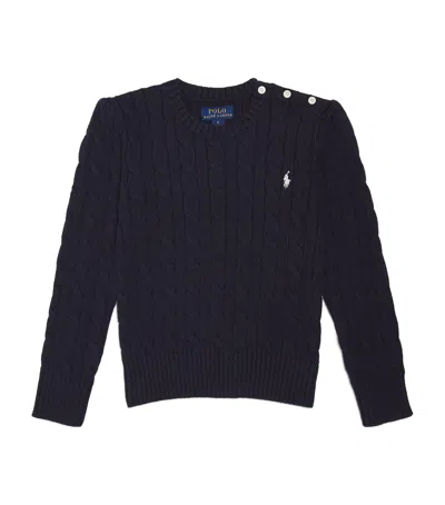 Ralph Lauren Kids' Cable-knit Polo Pony Sweater In Navy