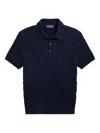 Ralph Lauren Cable-knit Polo Shirt In Blue