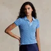 Ralph Lauren Cable-knit Polo Shirt In Colby Blue