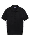 Ralph Lauren Cable-knit Polo Sweater In Black