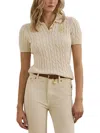 Ralph Lauren Cable-knit Cotton Polo Sweater In Neutral