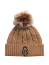 Ralph Lauren Cable-knit Pompom Beanie In Brown
