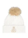 Ralph Lauren Hat Made Of Knitted Fabric With Pom-pom In White