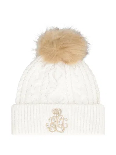 RALPH LAUREN CABLE-KNIT POMPOM BEANIE HAT