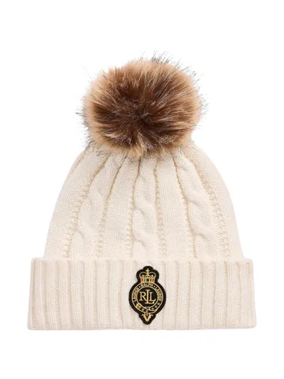 Ralph Lauren Cable-knit Pompom Beanie In Neutral