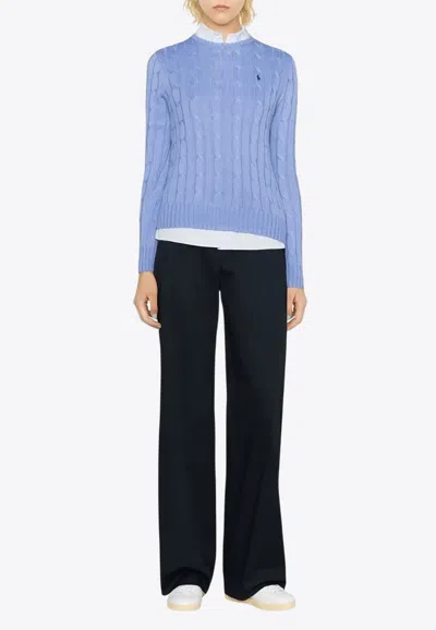 Ralph Lauren Cable Knit Pony Sweater In Blue