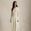 Ralph Lauren Cable-knit Poplin Dress In White