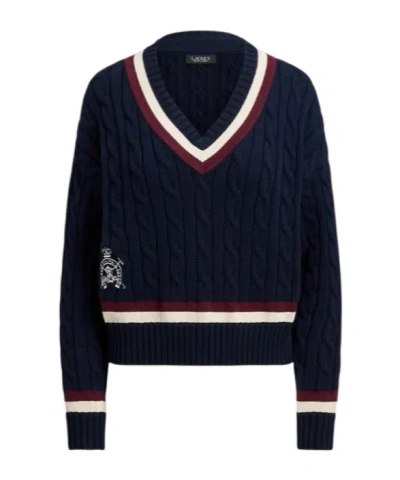 Ralph Lauren Cable Knit Pullover In Blue