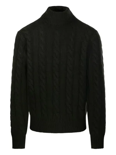 Ralph Lauren Cable-knit Roll-neck Sweater In Black
