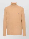 Ralph Lauren Cable Knit Roll Neck Sweater In Neutral