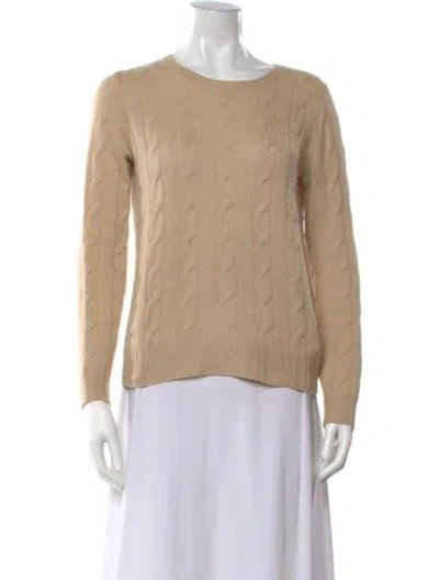 Pre-owned Ralph Lauren Cable Knit Scoop Neck Sweater In Brown